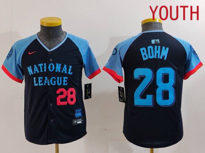 Youth Philadelphia Phillies #28 Bohm Blue All star 2024 Nike MLB Jersey style 3